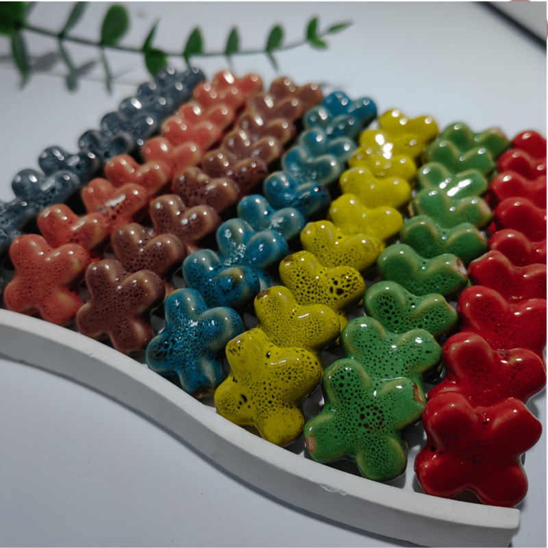 12pcs Colorful Large Hole Ceramic Cross Beads for DIY Jewelry